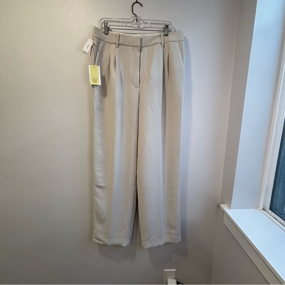 Aritzia Cream Wide-Leg Trousers